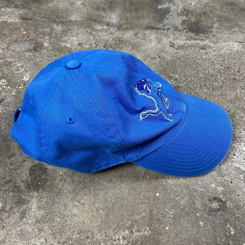 Vintage Detroit‎ Lions Cap Strap Back Adjustable Blue NFL Hat Football Logo